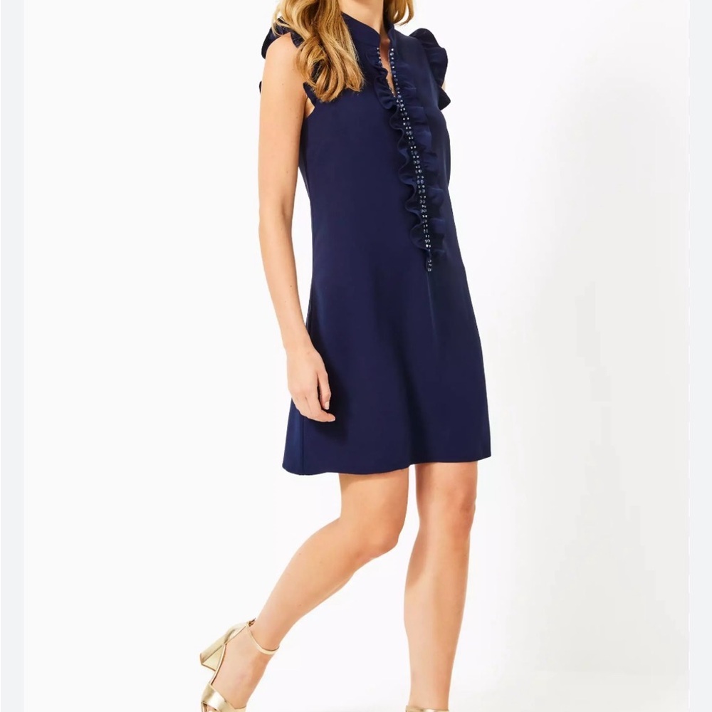 Lilly Pulitzer Navy Ruffle Mini Dress - Picture 2 of 7